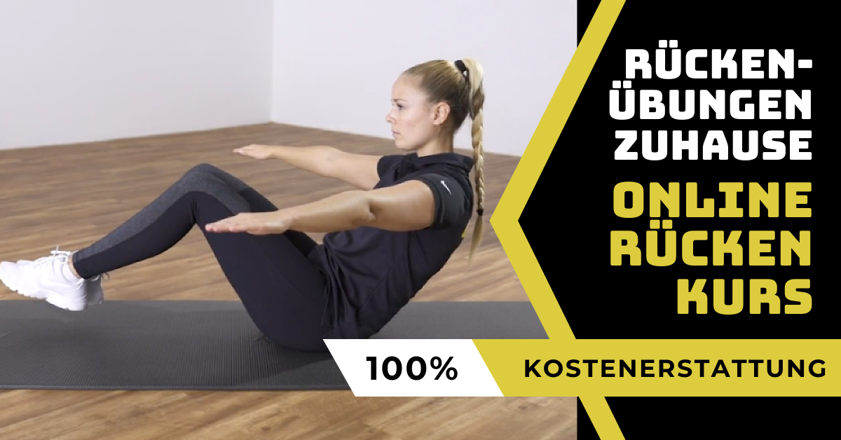 Rückenübungen zuhause - Frau trainiert auf Yogamatte mit Online Rückenkurs für 100% Kostenerstattung